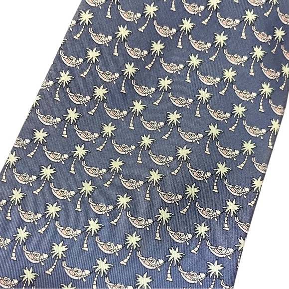 Vineyard Vines Blue Green Hammock Palm Tree Tie 4” - Picture 3 of 6